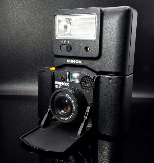 Minox GT 35 Film Camera Set Black in Original Box / Case with FC 35 Flash Unit