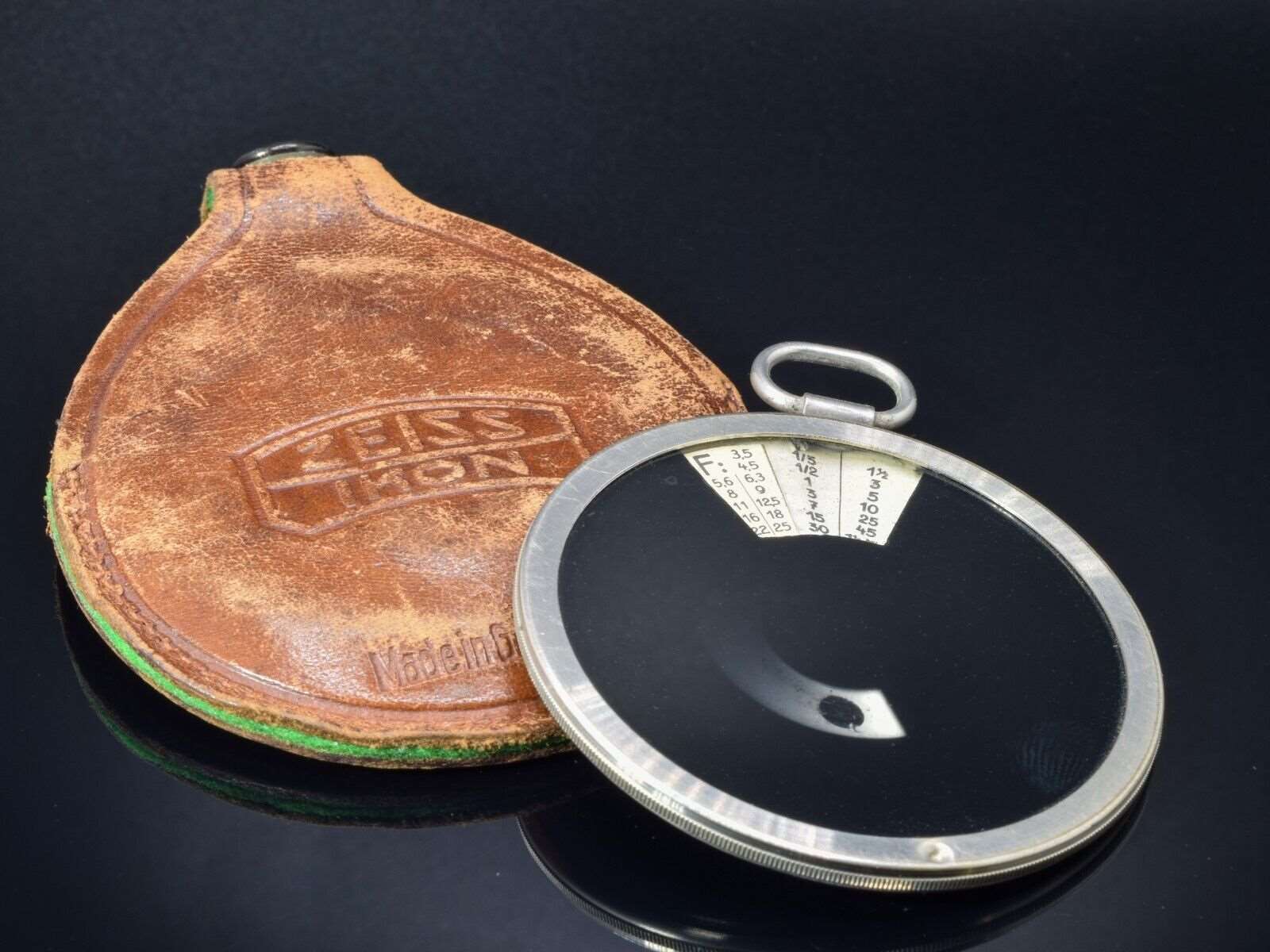 Zeiss Ikon Diaphot Extinction Light Exposure Meter Leather Branded Carry Wallet