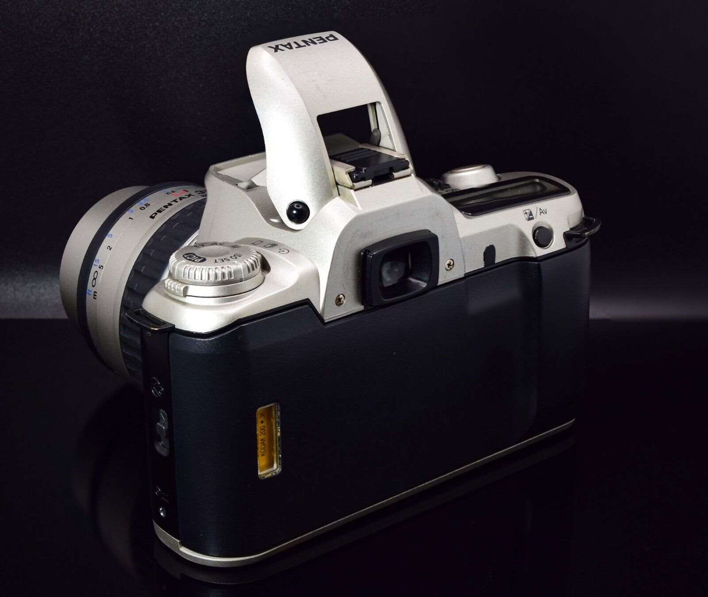 Pentax MZ50 35mm SLR Film Camera Silver c/w SMC 35-80mm f4-5.6 Lens Rubber Hood