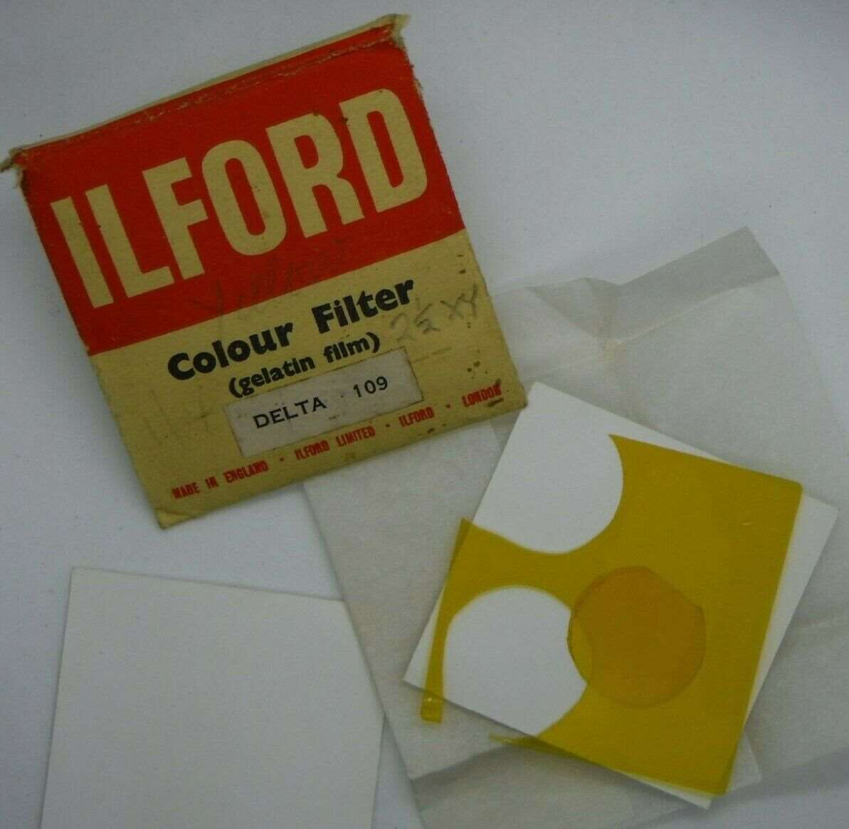 Camera Filter Ilford Delta 109 Gelatin Film Colour Filter in original packaging